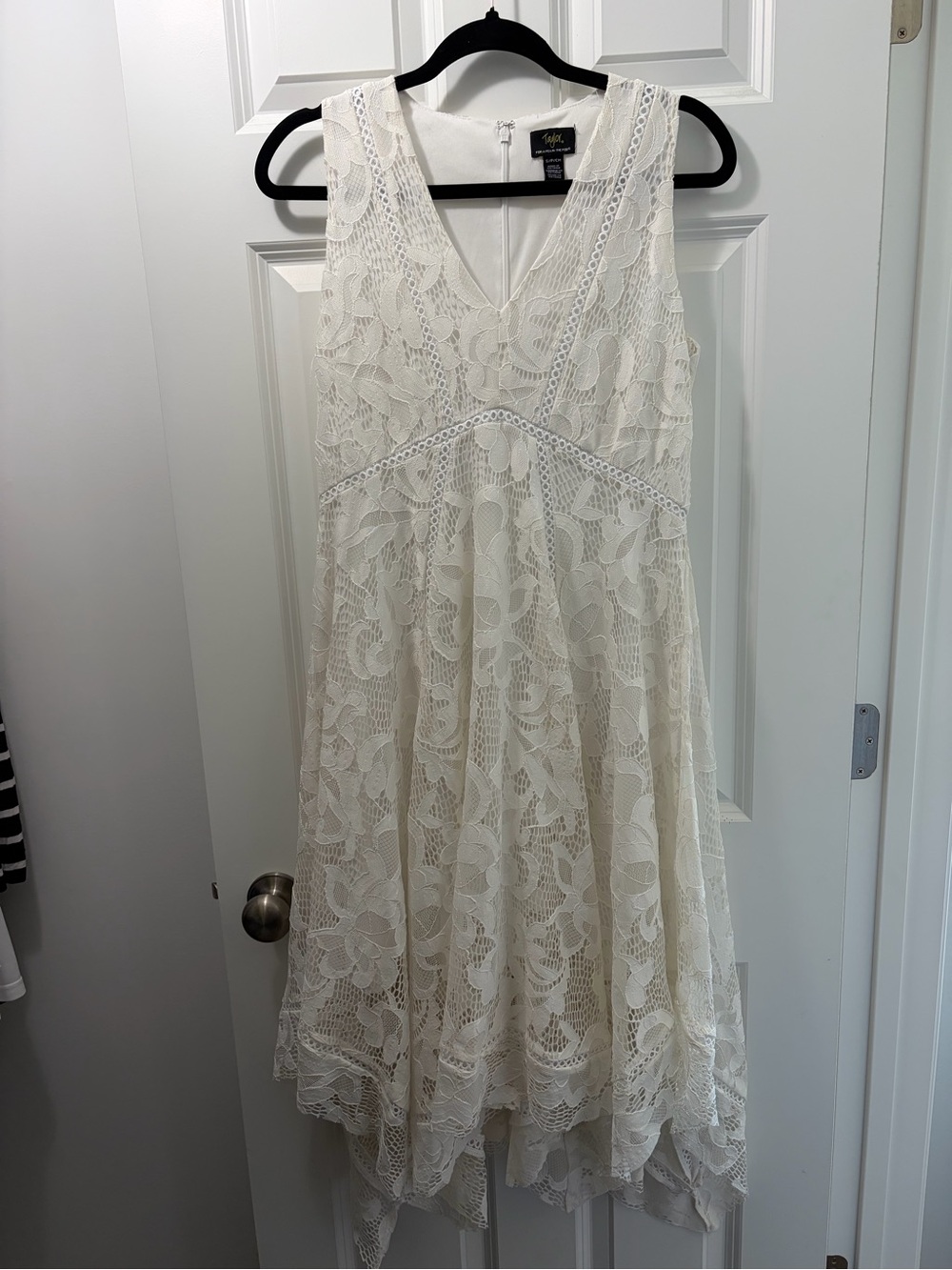 Taylor White Lace Overlay Dress - Picture 1 of 8